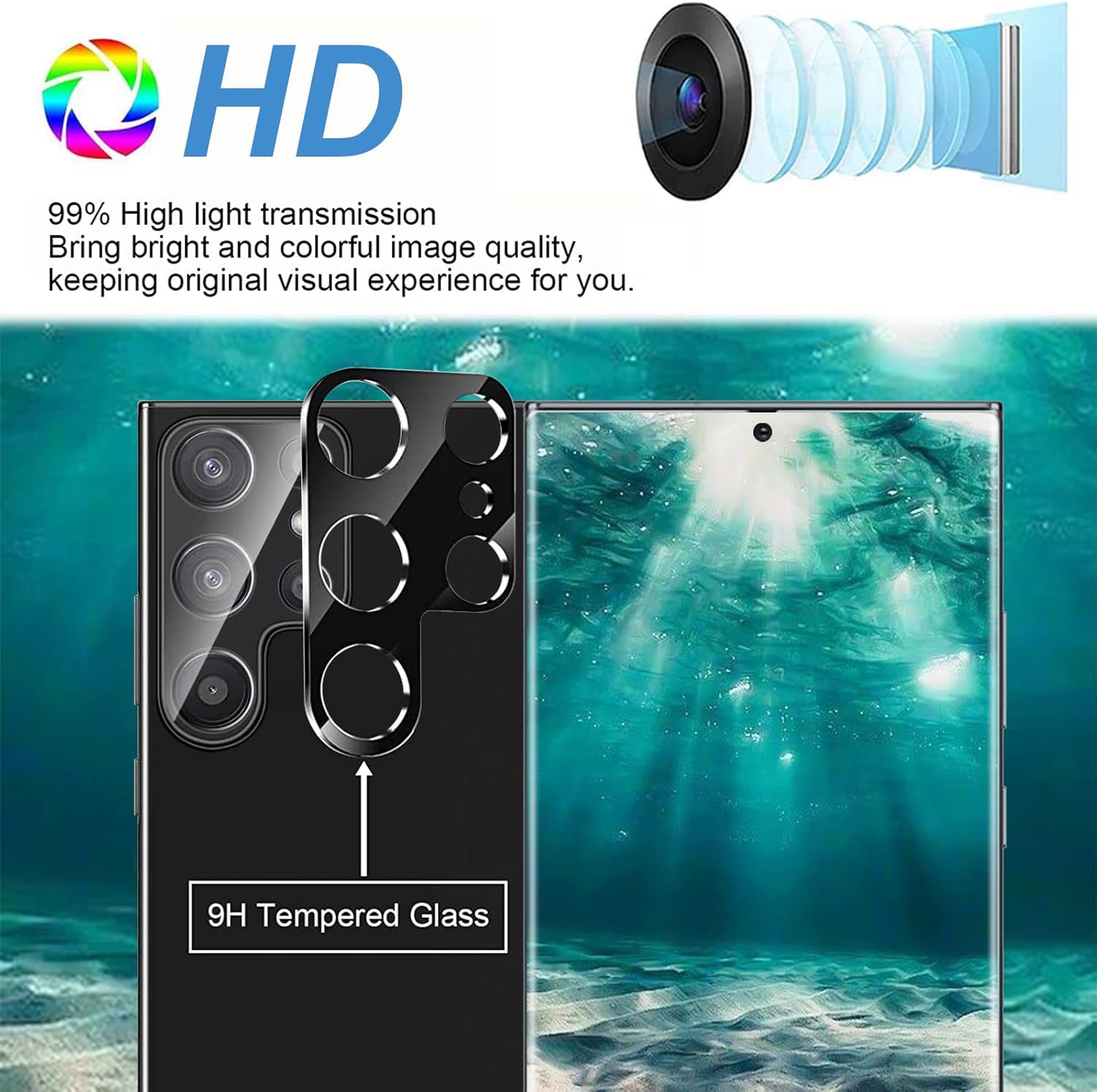 Thumbnail 6 de [2+2 Pack] Galaxy S23 Ultra Privacy Tempered Glass Screen Protector (9H) with Ultrasonic Fingerprint Support & 3D Curved Anti-Spy Film