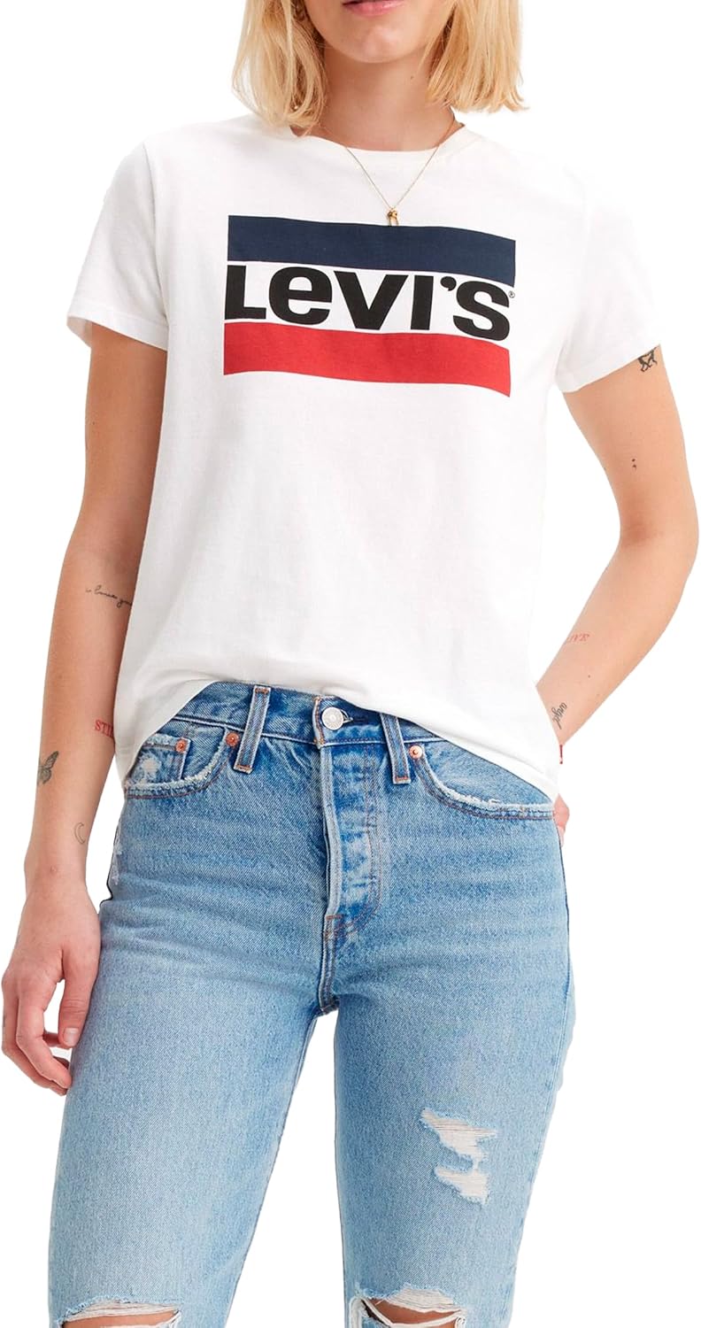 Detalle de Levi's The Perfect Tee Donna White M - T-shirt sporty dal taglio regolare