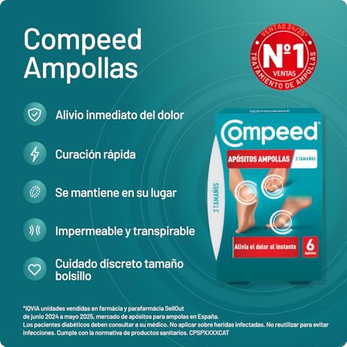 Detalle de Compeed Ampollas Surtido – Pack 2 x 6 apósitos hidrocoloides para pies