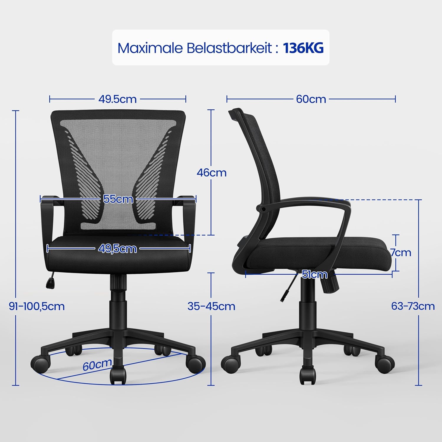 Thumbnail 2 de Yaheetech Bürostuhl Ergonomisch 136 kg