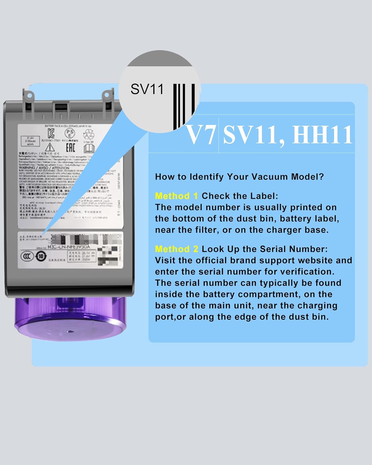 Thumbnail 1 de DTK SV11 21.6V Replacement Battery for Dyson V7, 4.5Ah Li-ion