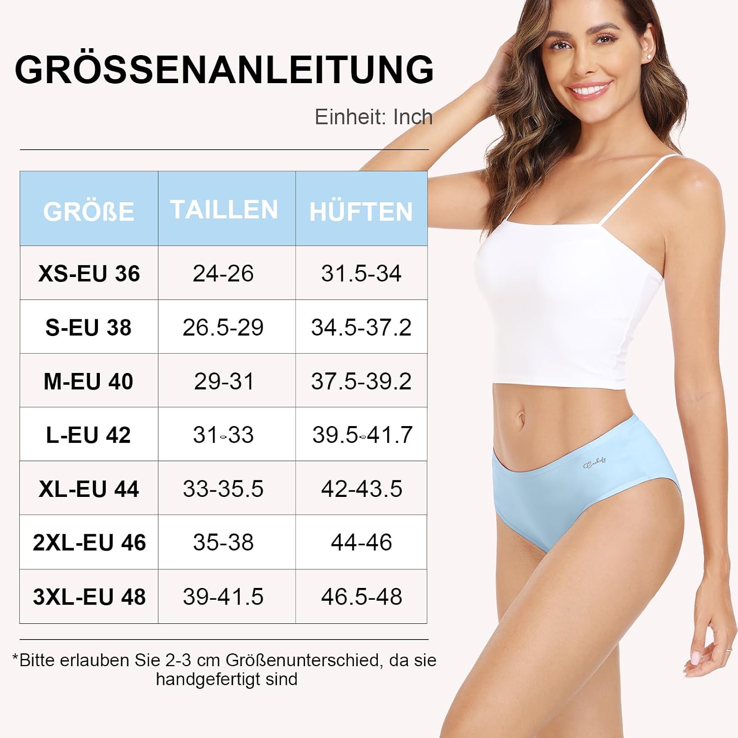 Detalle de anqier Damen Unterhosen im 6er Pack aus Baumwolle (95% Baumwolle, 5% Elastan) – bequeme Hipster