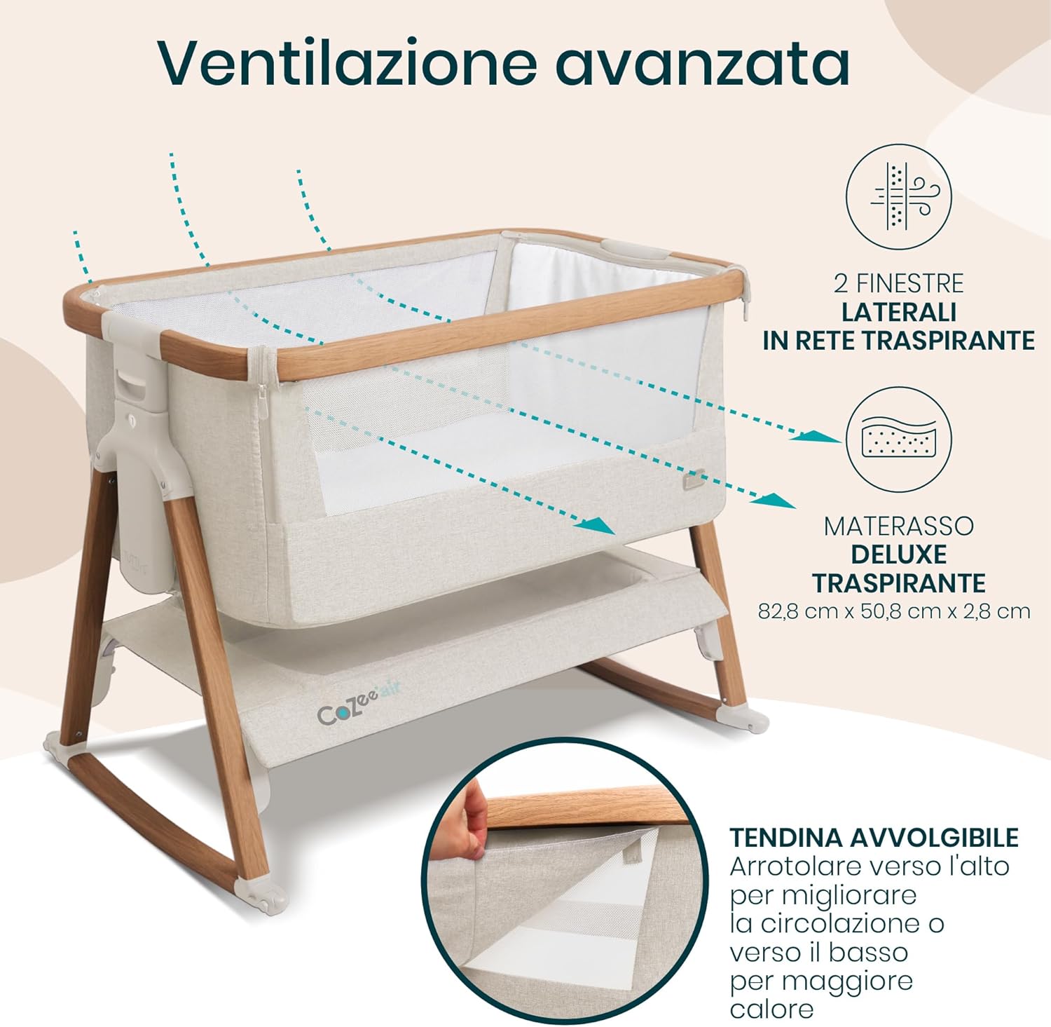 Thumbnail 2 de Tutti Bambini CoZee Air Culla neonato e culla co-sleeping 2 in 1 con borsa trasporto e materasso traspirante