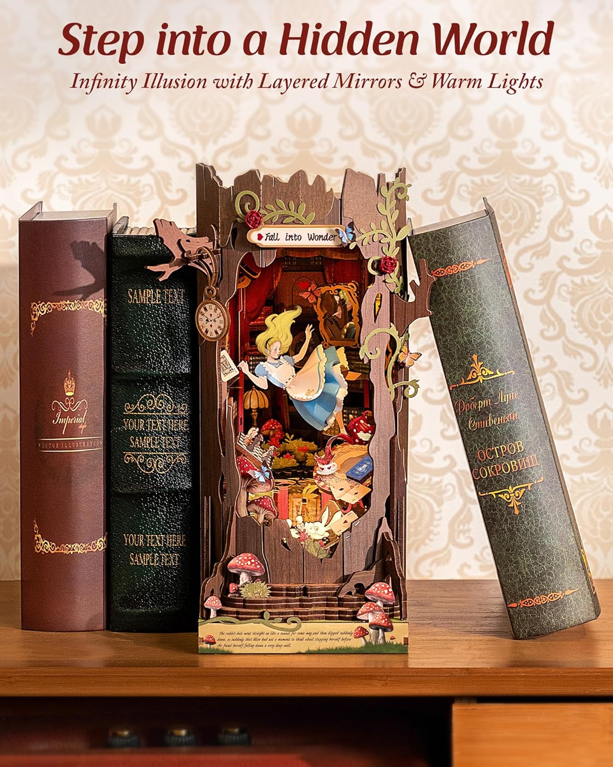 Thumbnail 5 de ROBOTIME Book Nook Booknook in Legno “Fall into Wonder” – diorama fai-da-te con luci, stile fiaba