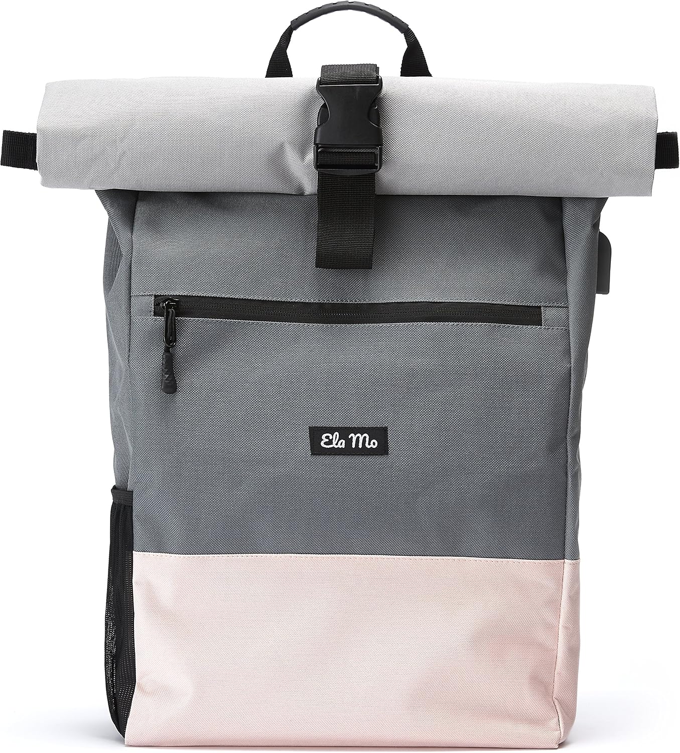 Detalle de Ela Mo Rucksack Damen – Rolltop mit variablem Volumen (18–26 l) und Notebookfach bis 17" – Wasserles Gold