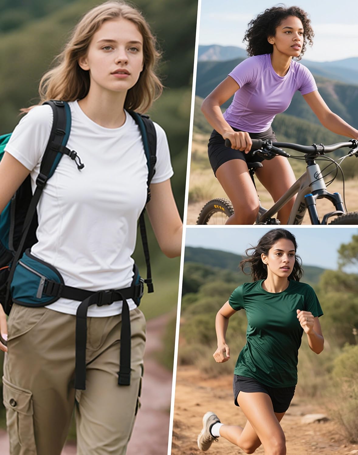 Detalle 2 de Damen Schnelltrocknendes Sport-T-Shirt Kurzarm – atmungsaktives Funktionsshirt für Yoga und Running