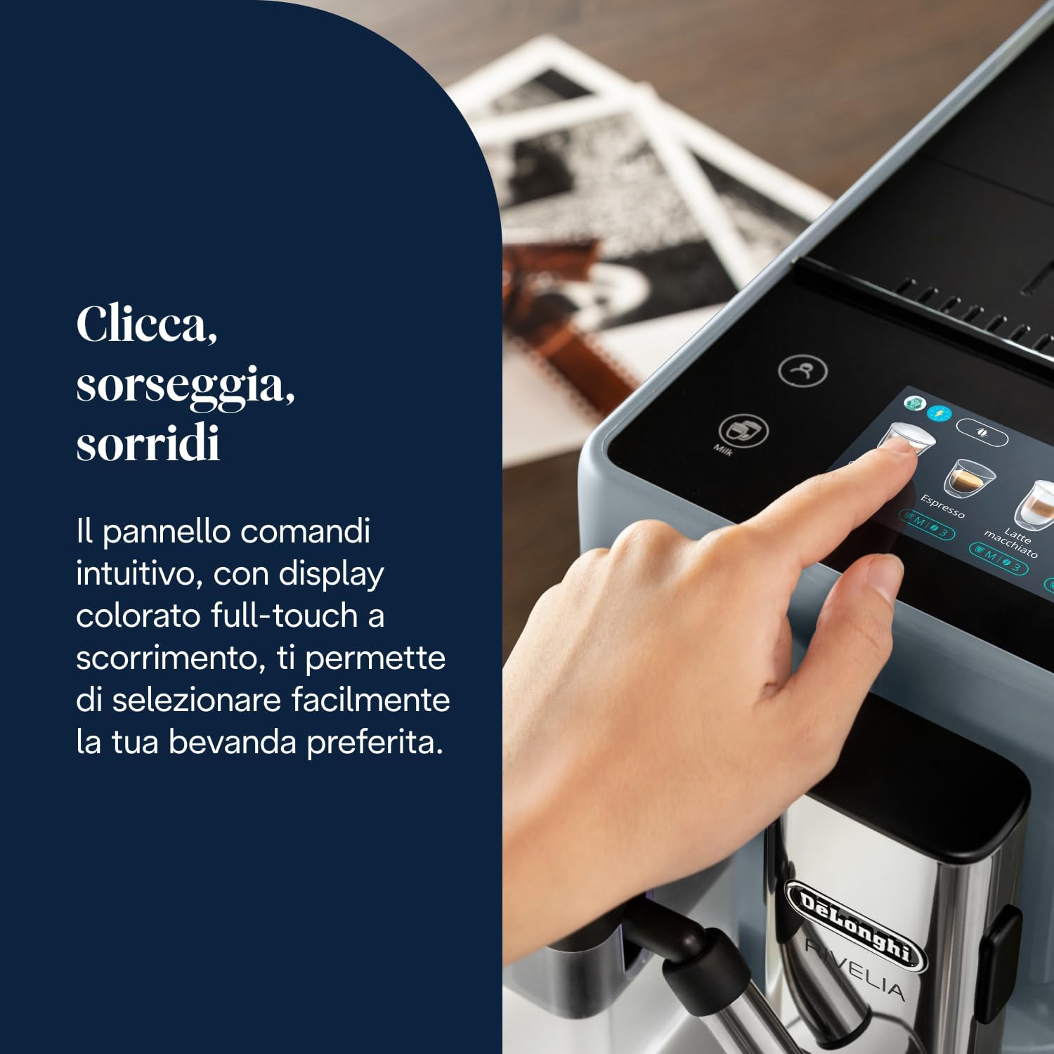 Thumbnail 5 de De’Longhi Rivelia EXAM440.55.G: macchina da caffè automatica con LatteCrema e display touch a colori