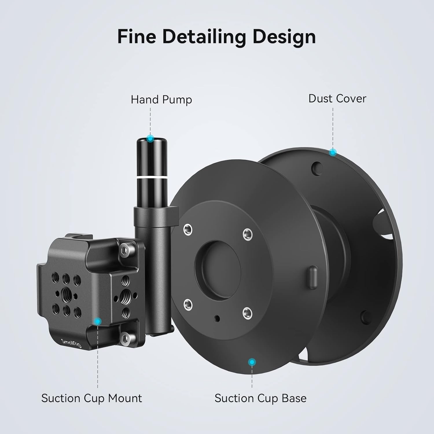 Detalle de SMALLRIG 6″ Support de Caméra à Ventouse – Charge max 8 kg dynamique, adapté aux véhicules