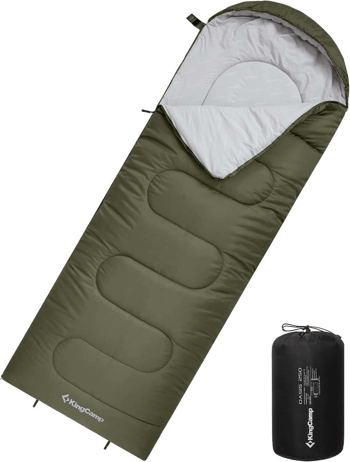 Detalle de KingCamp Oasis 3–4 Season Waterproof Sleeping Bag (Left–Right Connectable) for Children & Adults