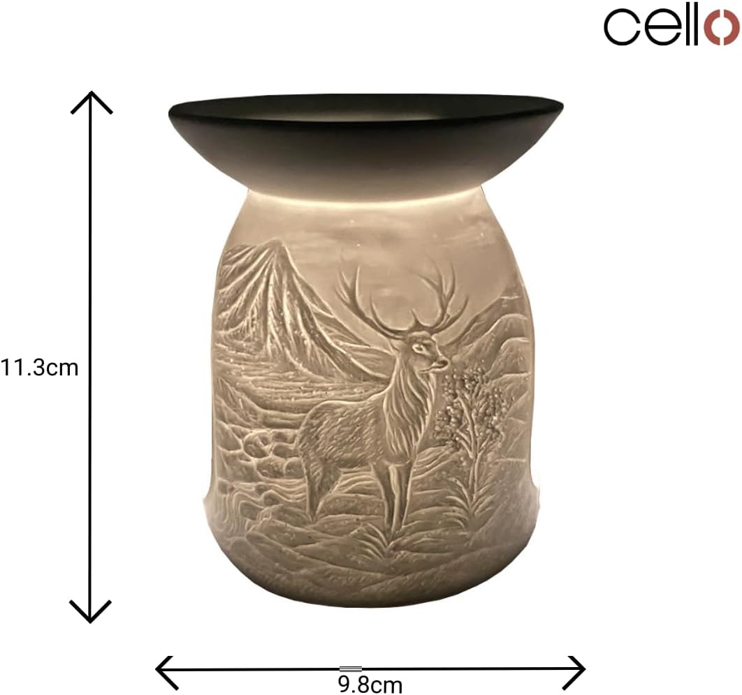 Thumbnail 1 de Cello Highland Stag Tealight Wax Melt & Oil Burner (Porcelain Deer Ornament)