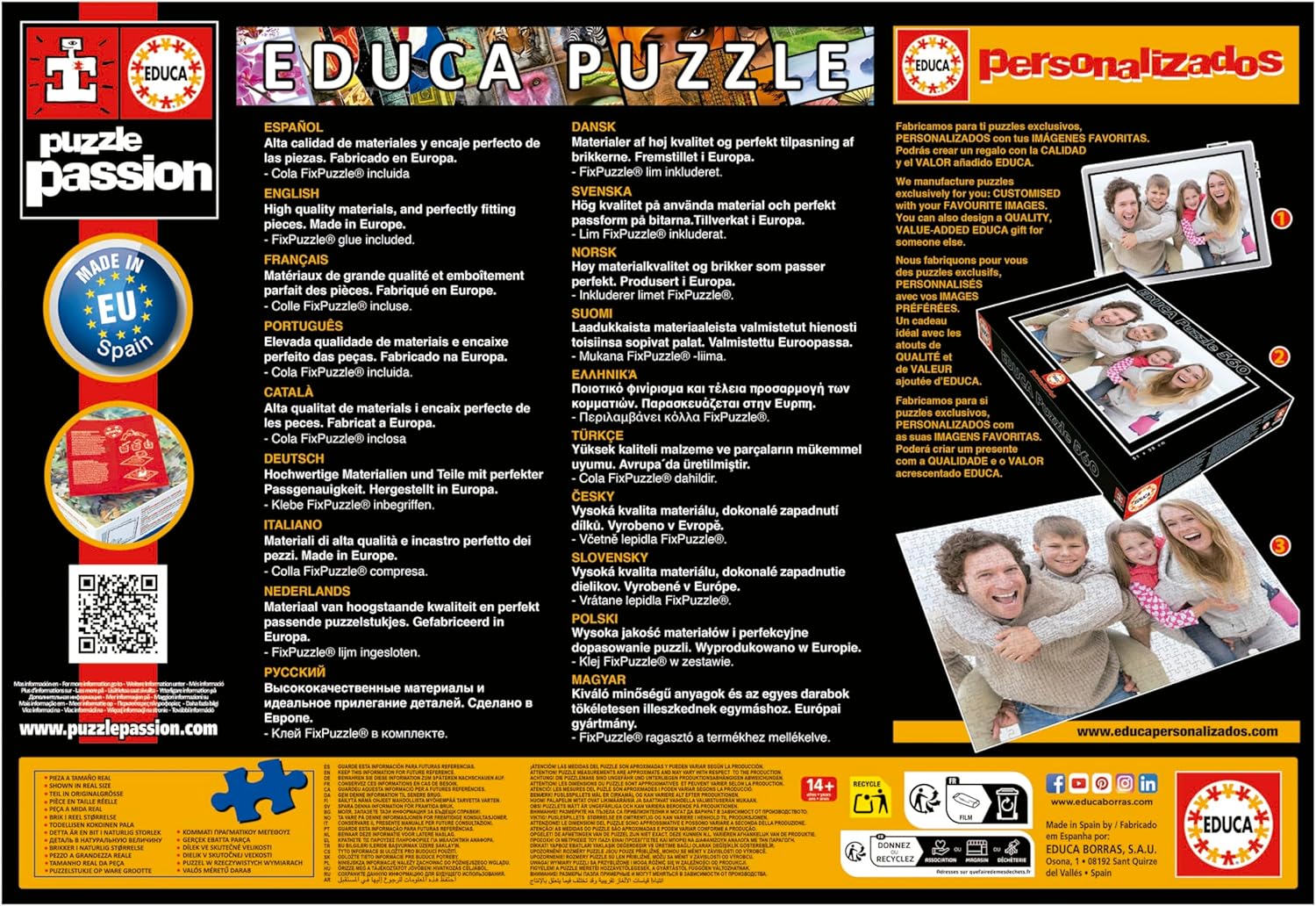 Thumbnail 6 de Puzzle Educa 1500 pièces pour adultes « Santana, Madère » (85 x 60 cm) + colle FIX PUZZLE