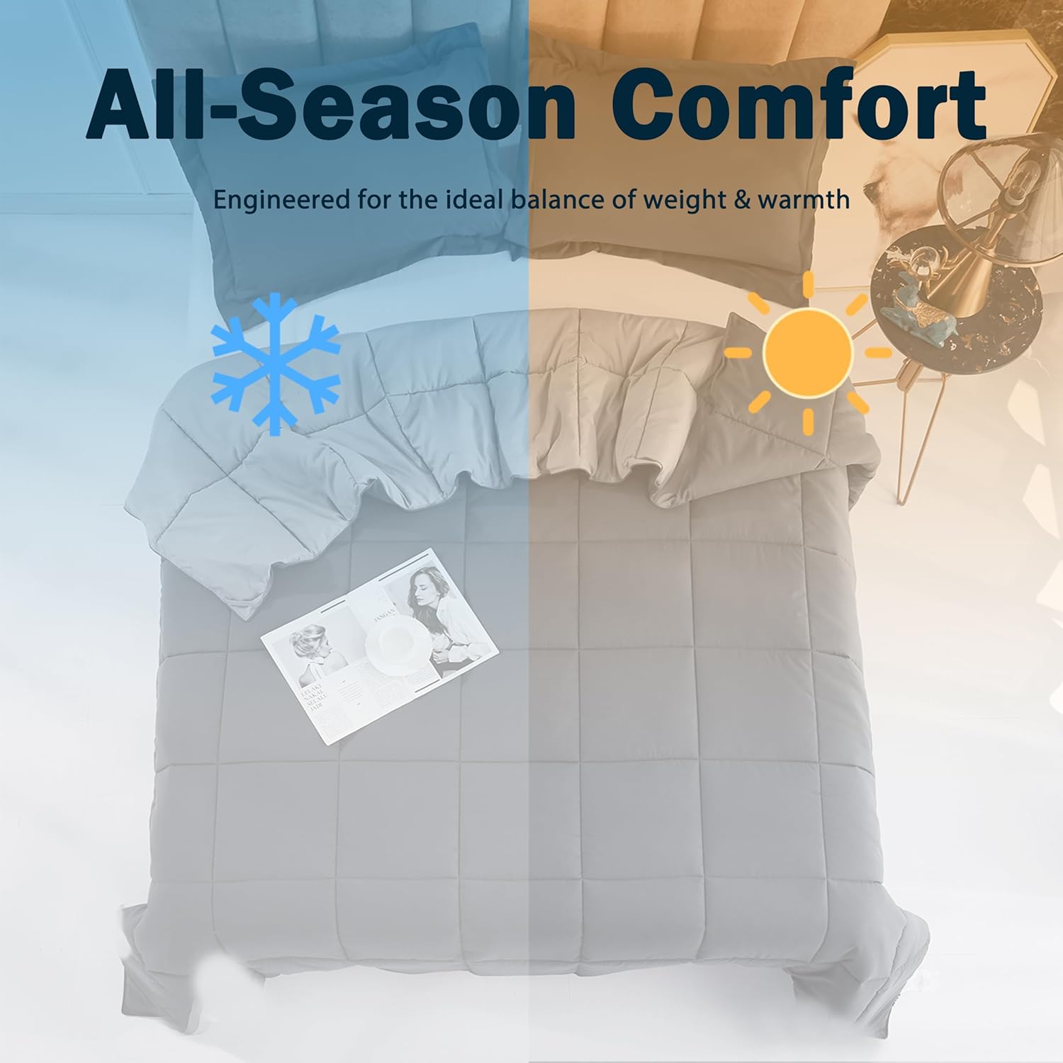 Thumbnail 1 de HIG 2-Piece Grey Reversible Coverless Duvet Set (Single 135 x 200cm) – 10.5 Tog, OEKO-TEX Certified