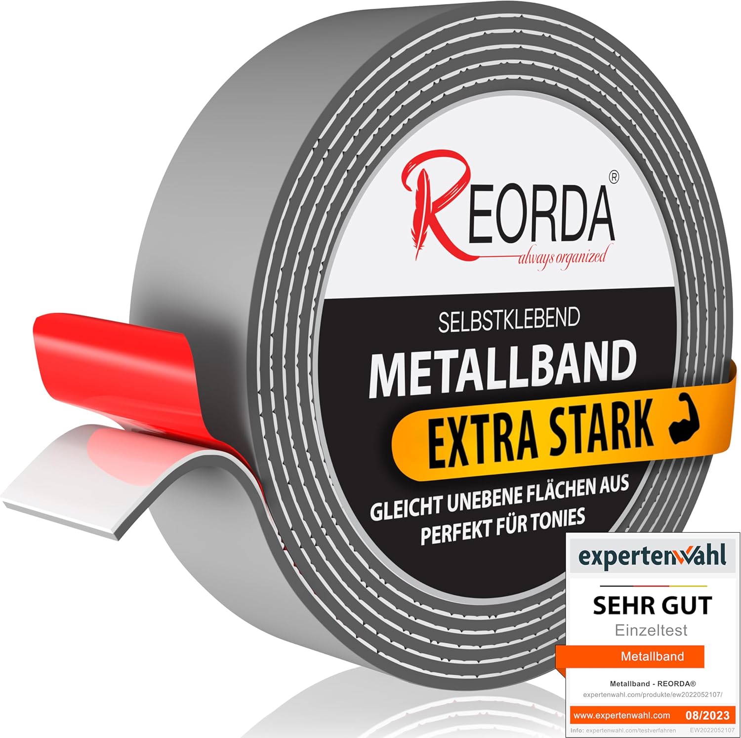 REORDA Metallband Grau selbstklebend 3 m