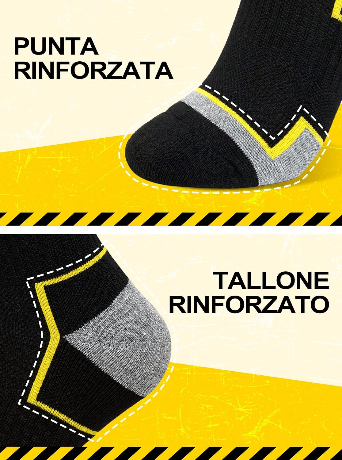 Detalle de ZFSOCK Calze da Lavoro Uomo e Donna: Calzini Traspiranti con Suola Rinforzata e Punte Senza Cuciture