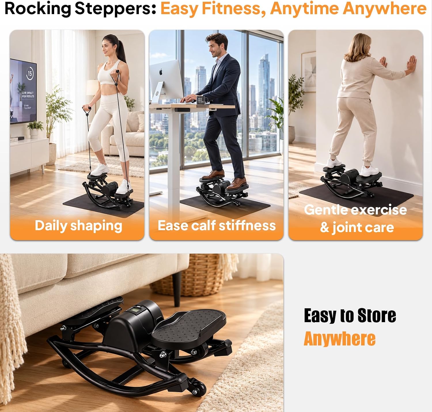 Thumbnail 6 de ODCPN Rock-006 Side-to-Side Stepper with Resistance Bands and Digital Display