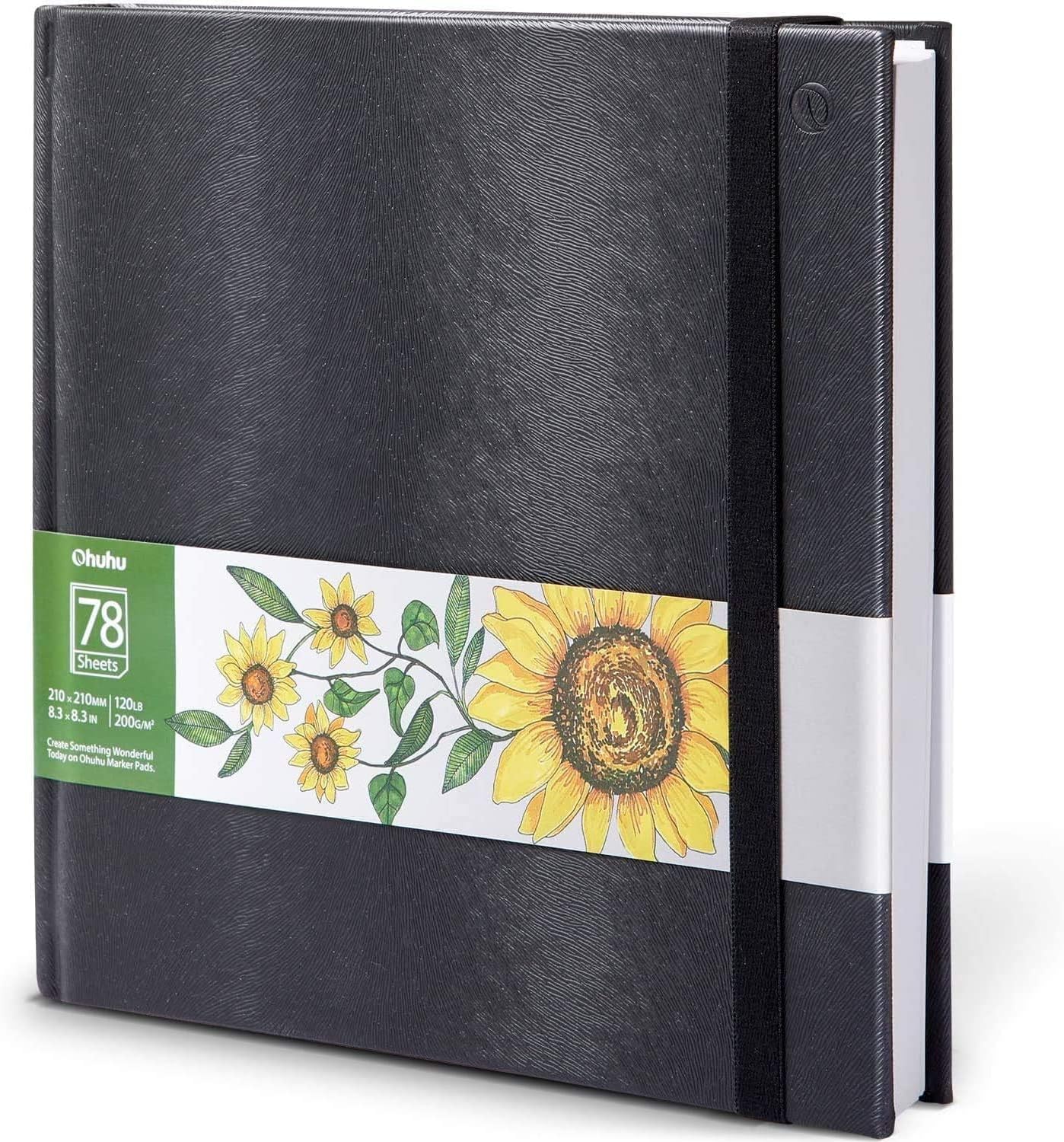 Detalle de Ohuhu Marker Sketchbook (Square 21×21cm) 200GSM Acid-Free Paper, 156 Pages with PU Hardcover