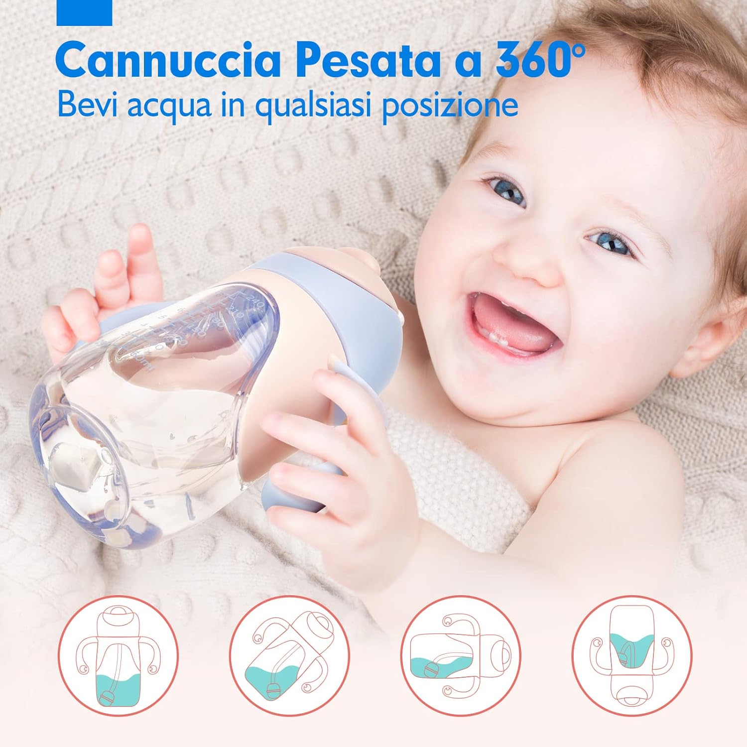 Thumbnail 3 de hahaland bicchiere antigoccia 2 in 1 per bambini da 6 a 12 mesi con cannucce e beccuccio 240 ml