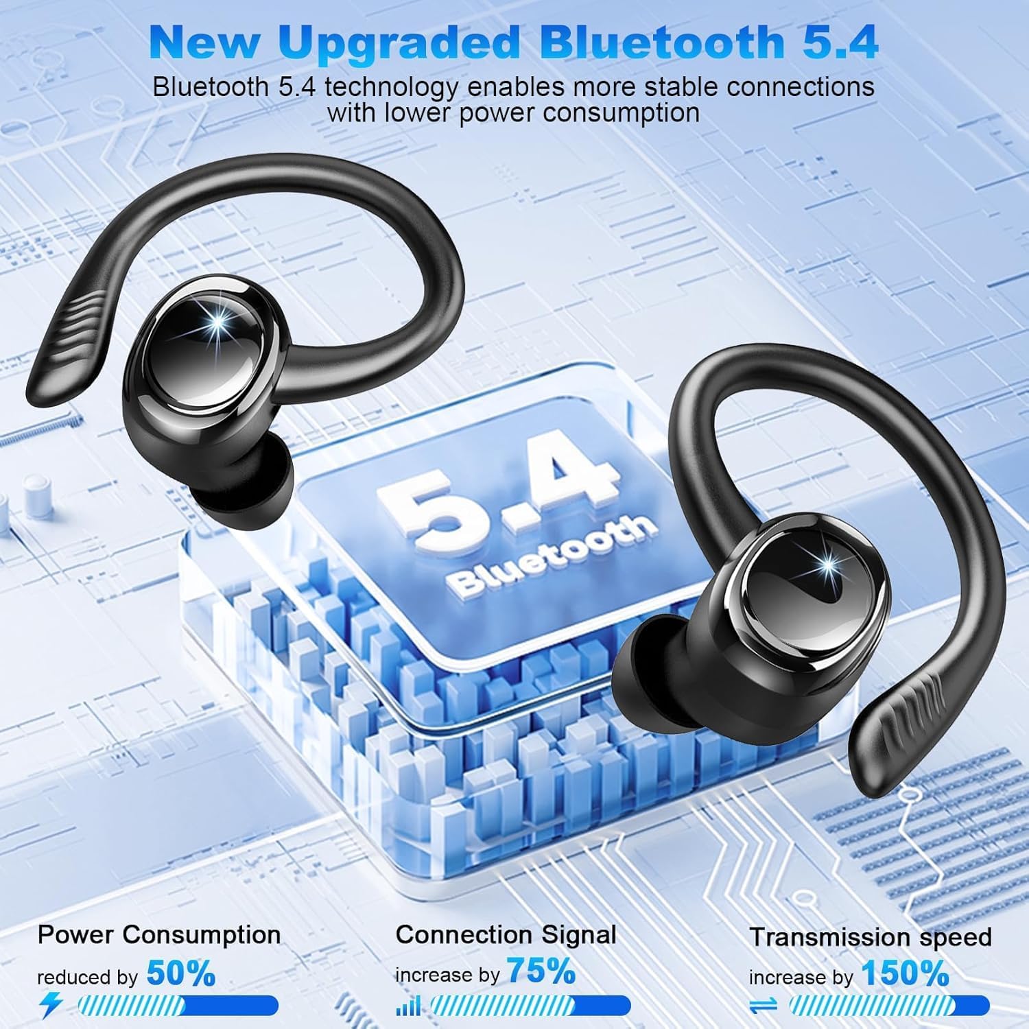 Thumbnail 2 de Cuffie Bluetooth 5.4 con cancellazione rumore, display LED e IP7: auricolari sport in-ear