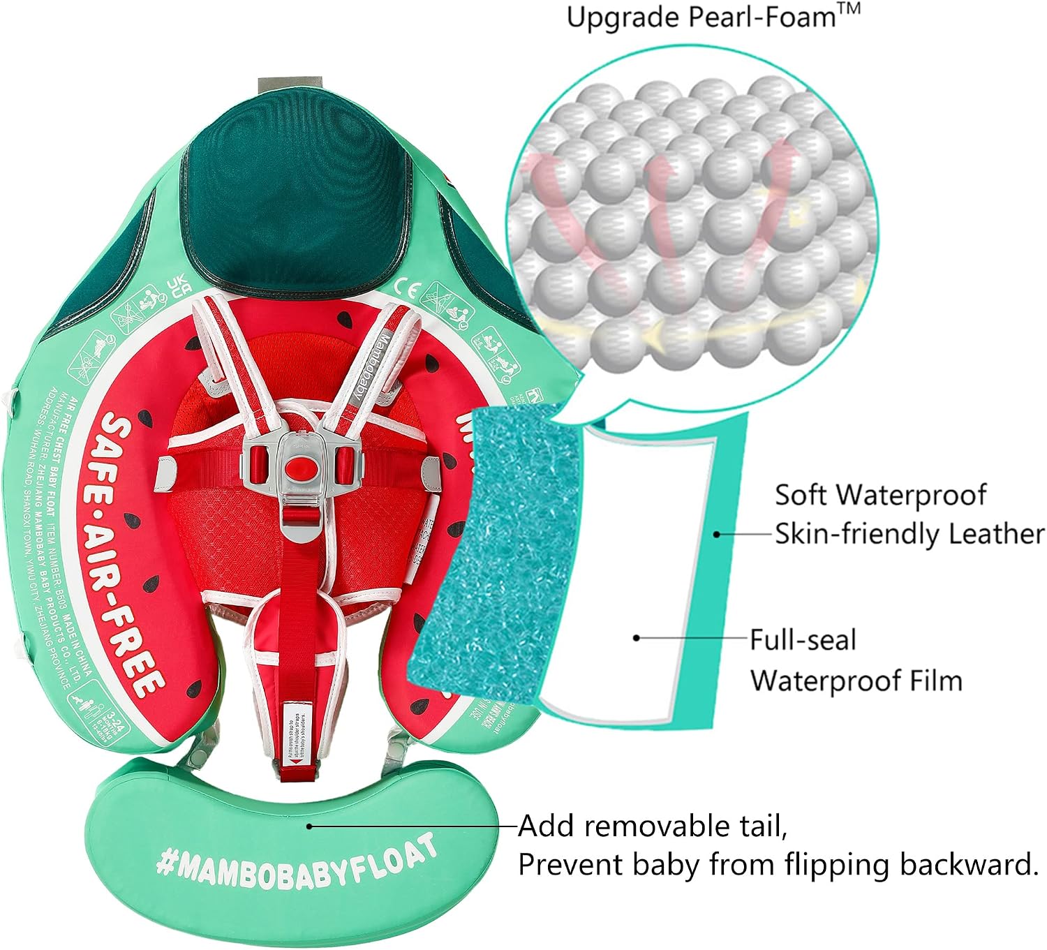 Thumbnail 1 de Mambobaby Float Add Tail Baby Swim Float with Canopy (Watermelon)