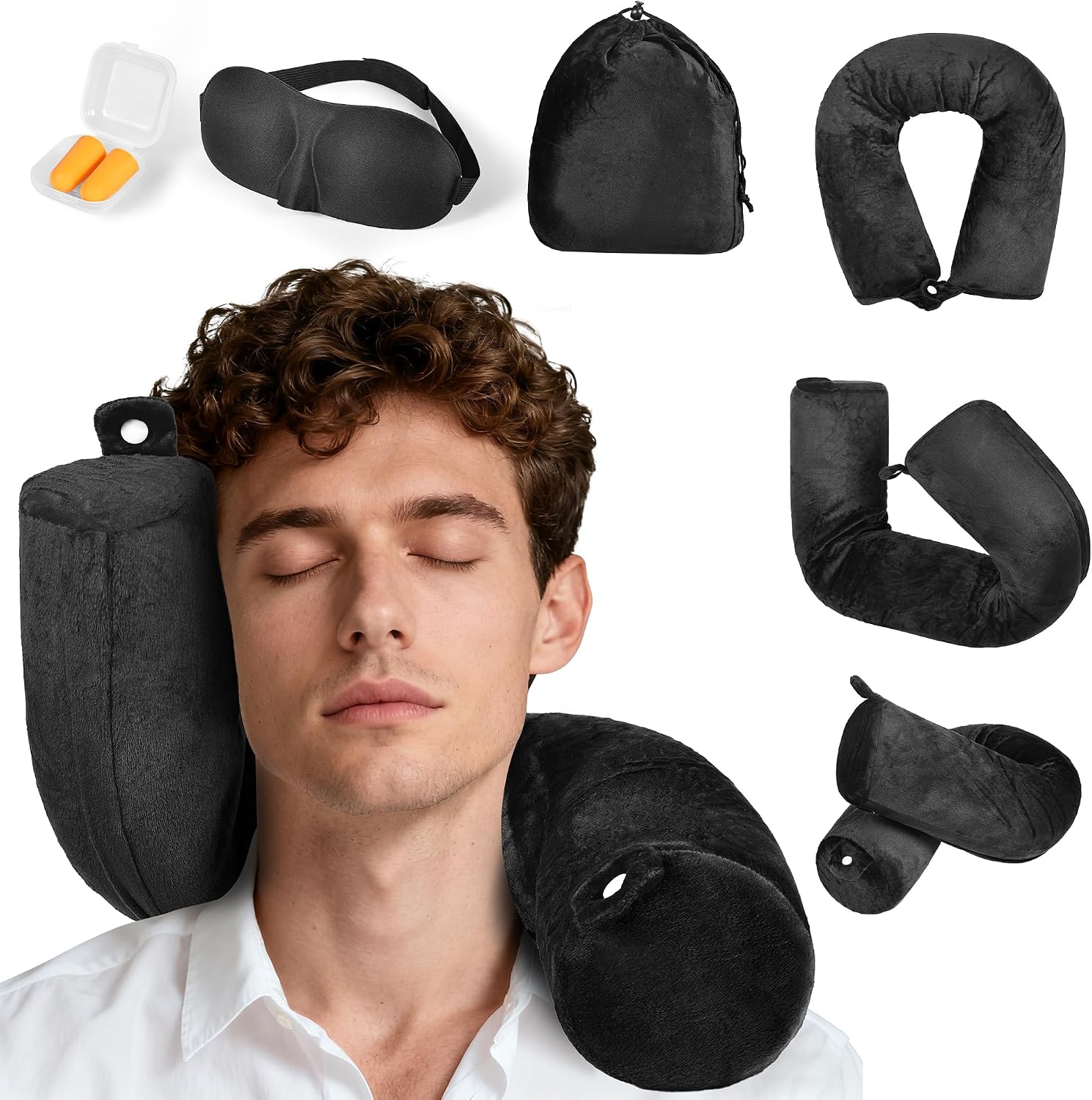 Thumbnail 6 de BAVATEE Cuscino da Viaggio Memory Foam Regolabile – Comfort Cervicale per Aereo, Treno e Auto