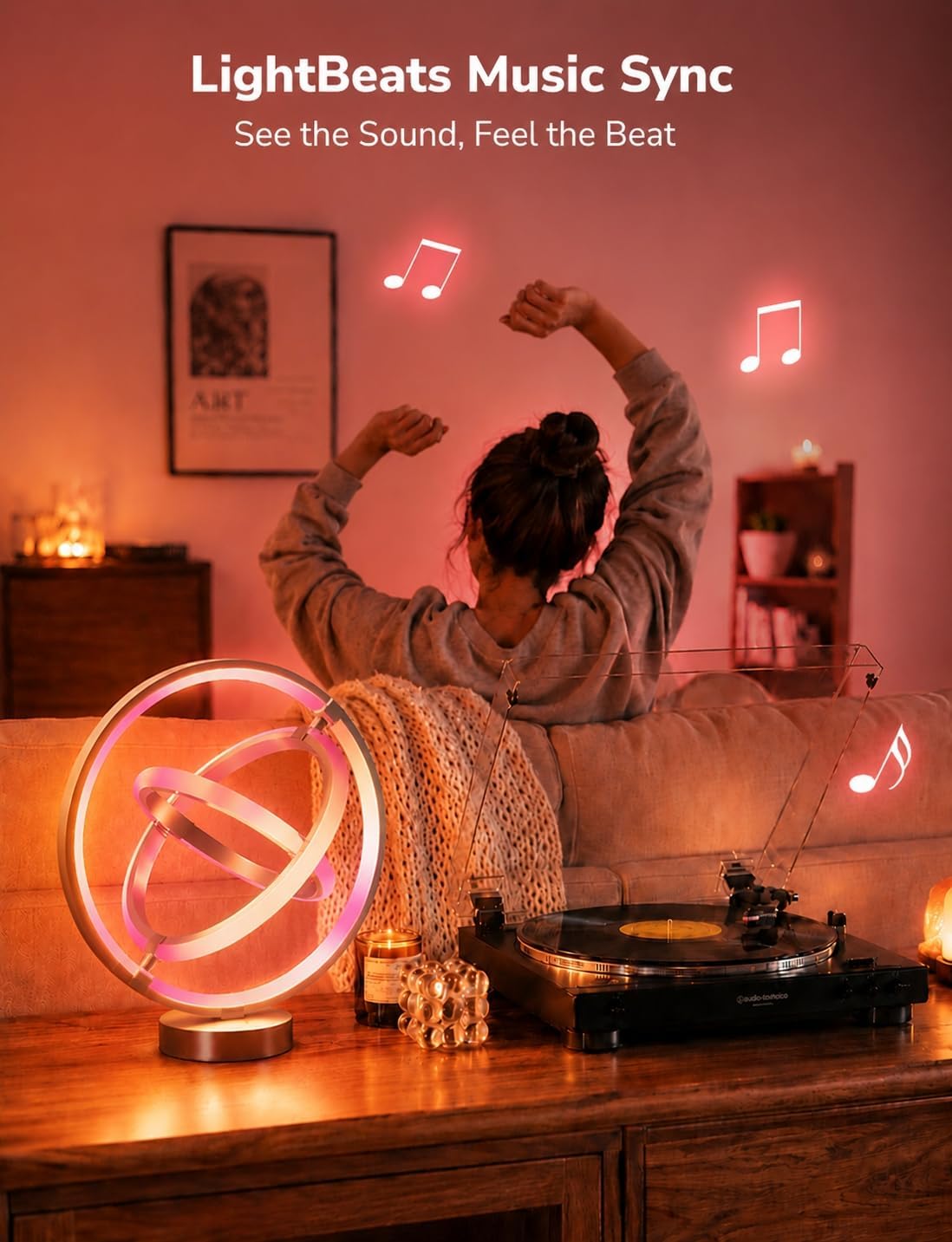 Detalle de Lepro TB1 AI Smart Table Lamp, RGB+IC Colour Effects, Music Sync and Voice Control