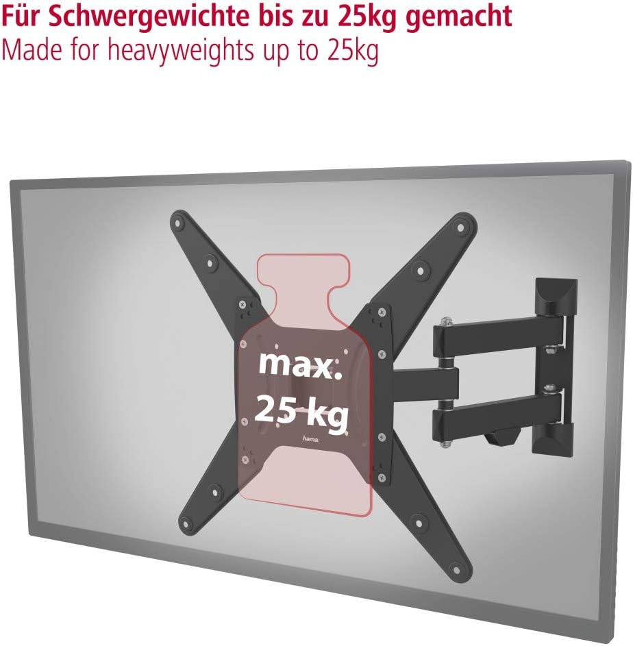 Thumbnail 3 de Hama support mural TV pivotant/inclinable télescopique noir (TV 32 à 65”, 10 ans de garantie)