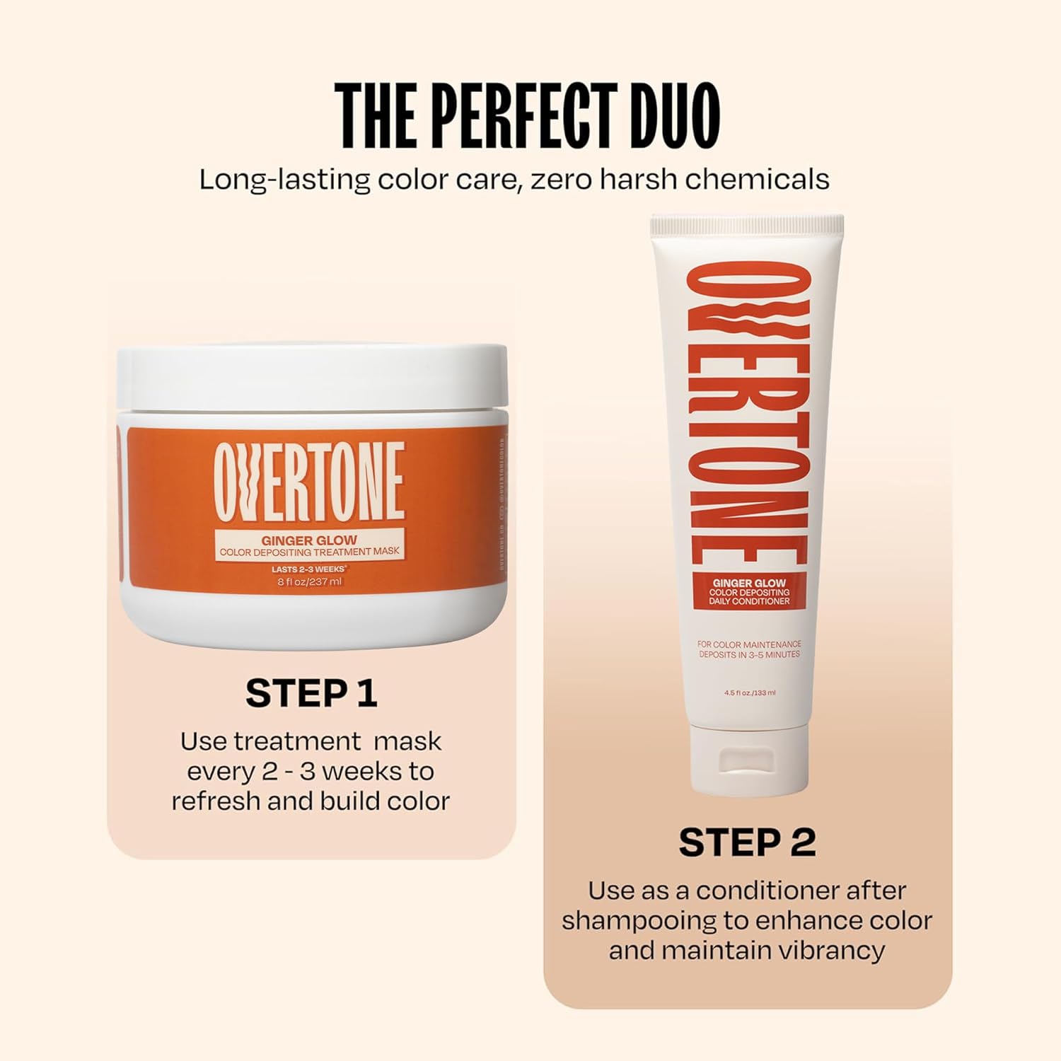 Detalle de Overtone Semi Permanent Hair Color Conditioner, Ginger Glow (8 oz) – Nourishing, Damage-Free Color Depositing Mask