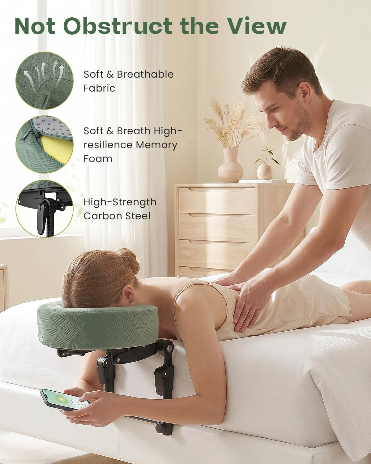 Detalle 2 de Massage Headrest for Bed with Memory Foam Pillow