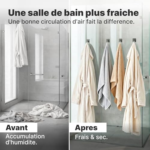 Detalle 2 de MINISMUS Crochets Adhésifs Muraux Sans Percage – Lot de 6, 5 kg chacun, Acier Inoxydable Noir