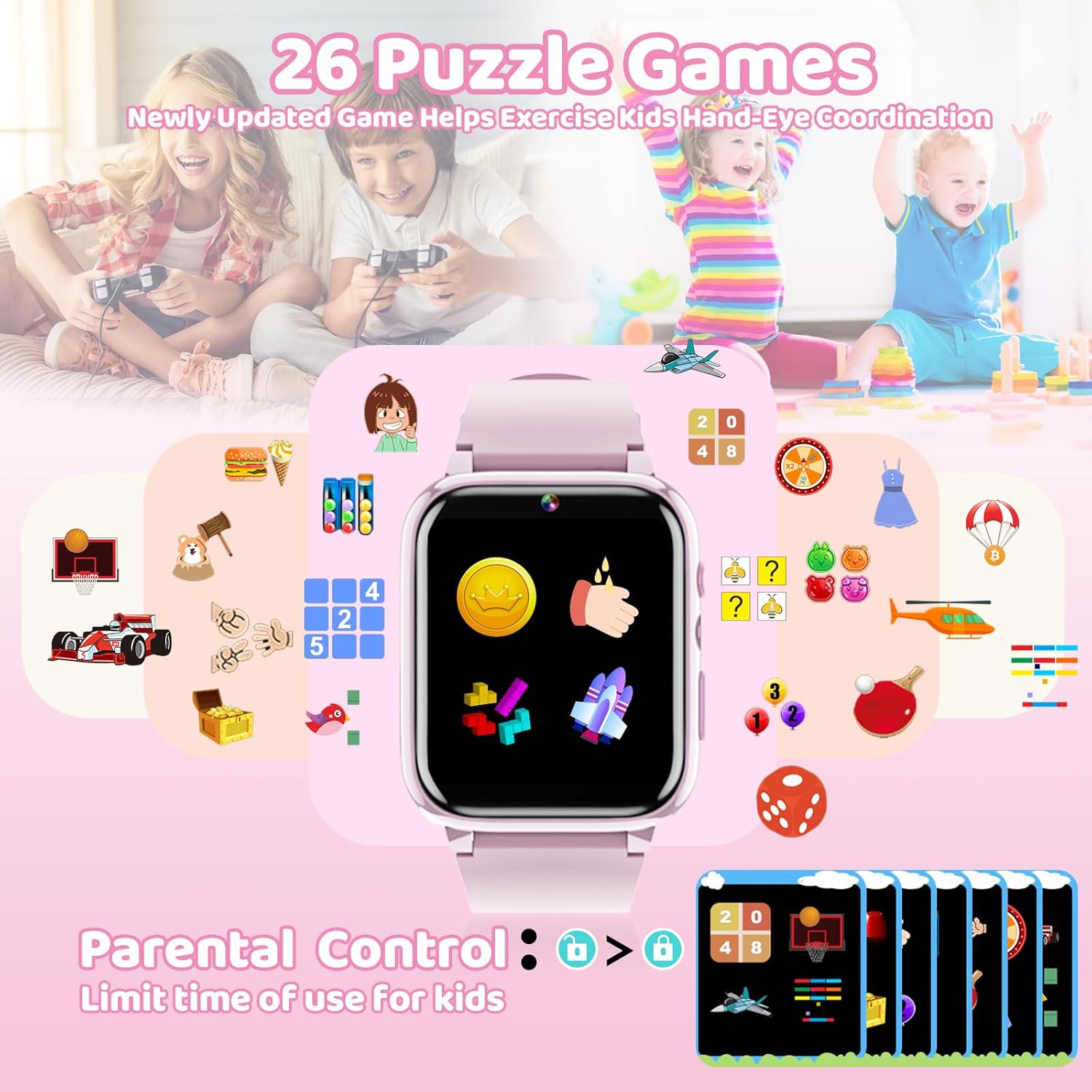 Detalle 2 de YEDASAH Montre Connectée Enfant – 26 Jeux, HD Caméra et Fonctions Éducatives