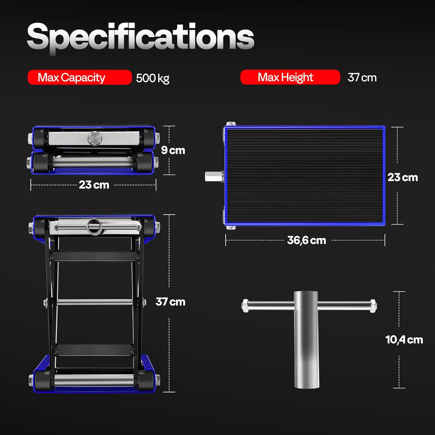 Thumbnail 6 de VIVOHOME Motorcycle Scissor Lift Jack (500kg) with Anti Slip Wide Deck