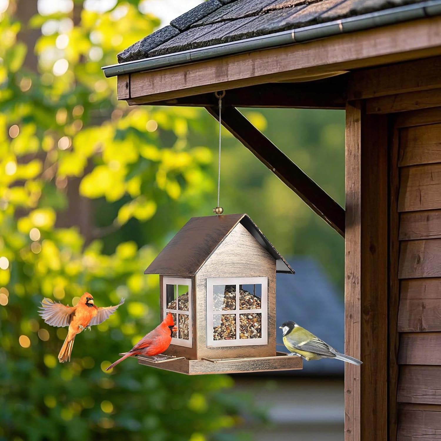 Detalle 2 de IWTTWY Bird Feeder Hanging: Heavy Duty Metal, Squirrel-Proof, Large Capacity