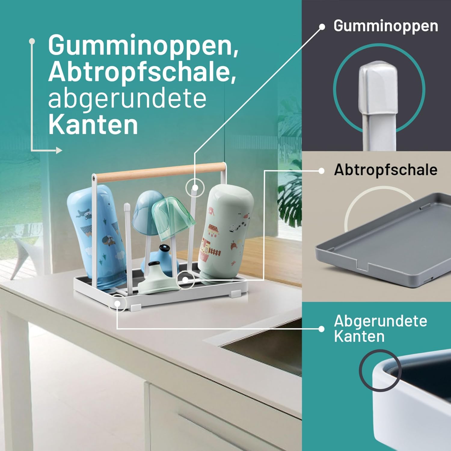 Thumbnail 3 de D&D Living All-in-One Flaschenhalter für SodaStream – Universal-Flaschentrockner aus Metall, Schwarz