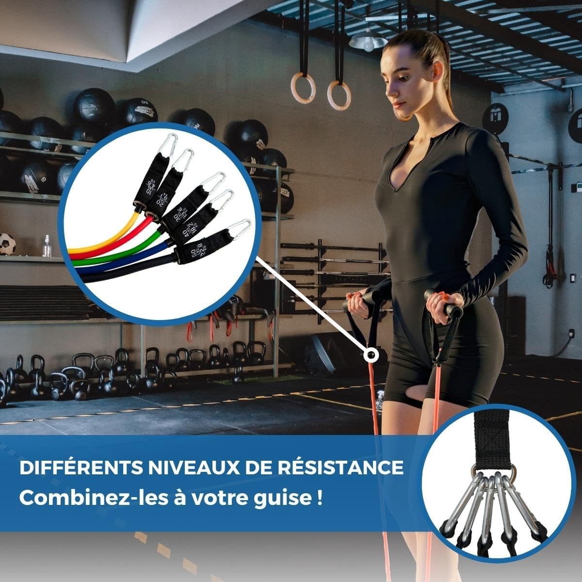 Detalle 2 de Mobiclinic – Ensemble de bandes de résistance avec poignées et accessoires
