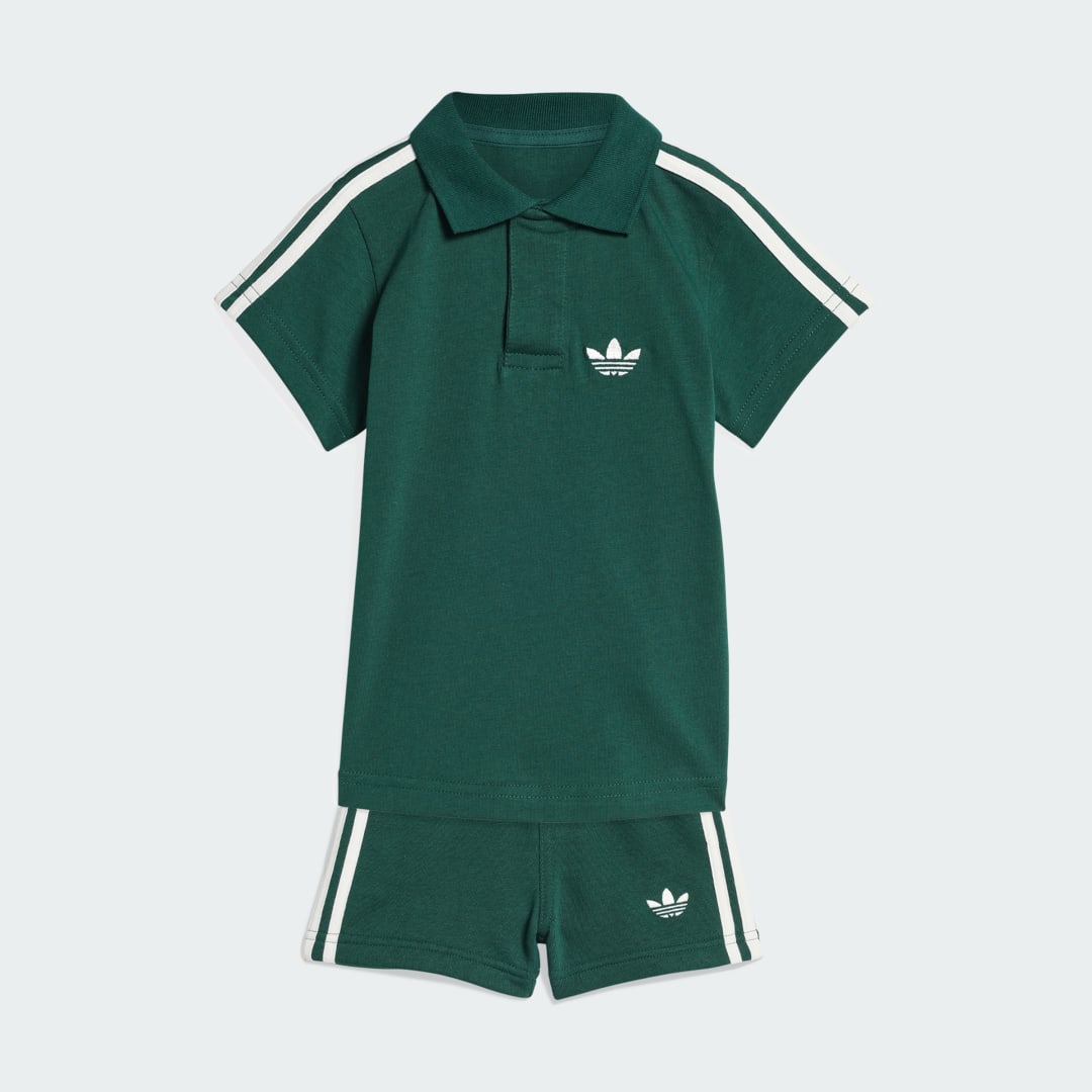 Detalle de CONJUNTO Adidas de Pantalón Corto y Polo en Verde