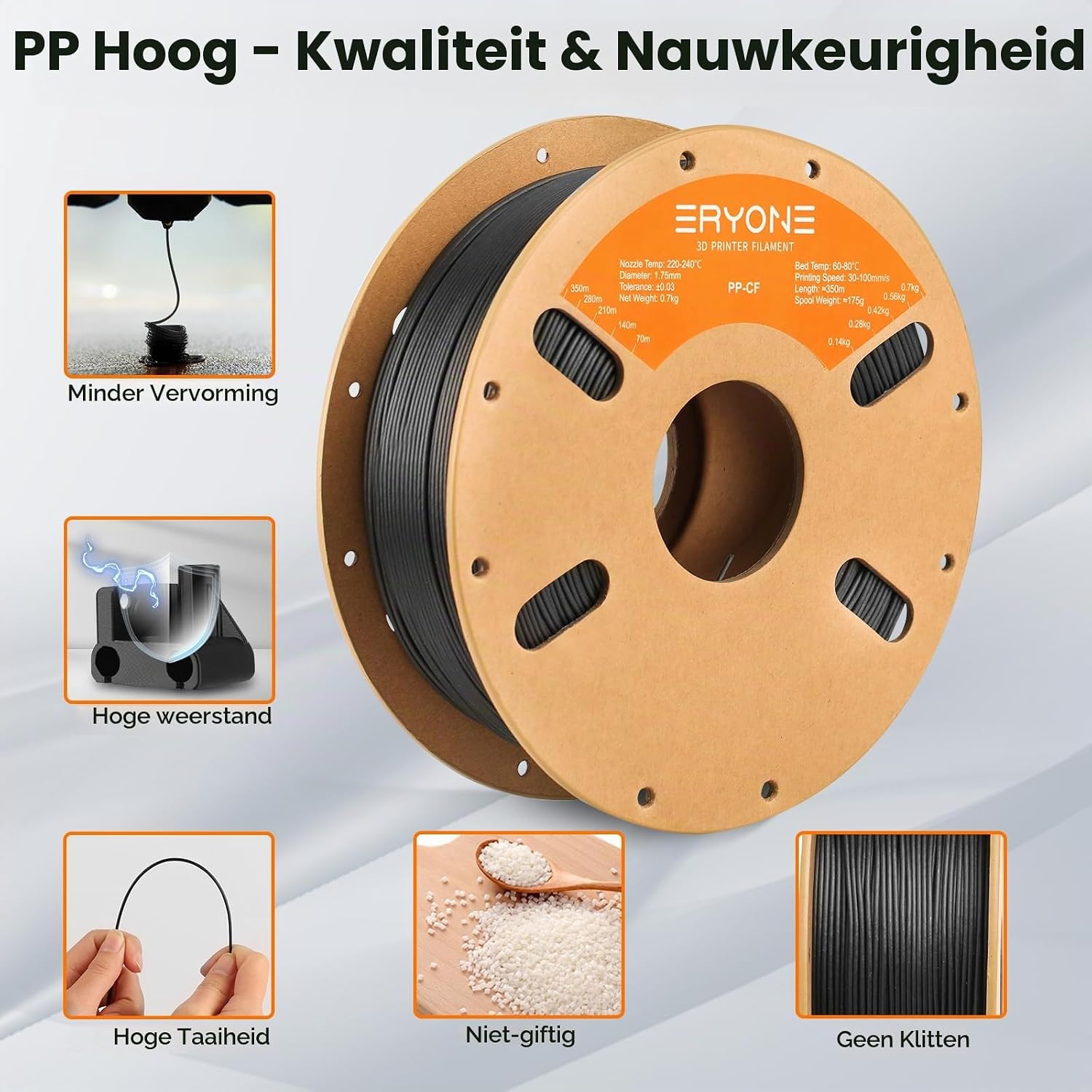 Thumbnail 3 de ERYONE PPcarbonfiber500 PP-carbonvezelfilament 1,75 mm, ±0,03 mm, 700 g