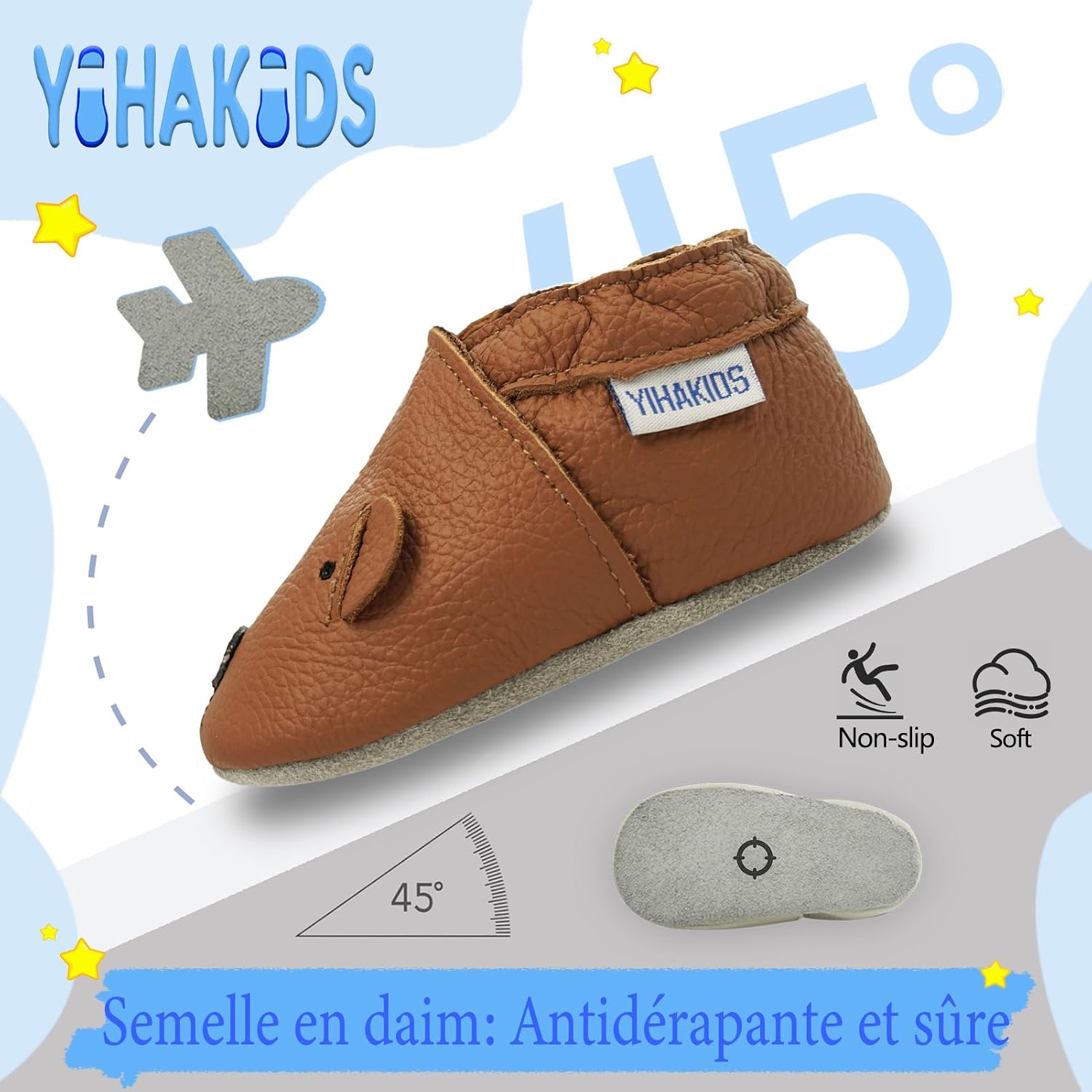 Detalle 1 de YIHAKIDS Chaussures Bébé Cuir Souple 0-6 mois
