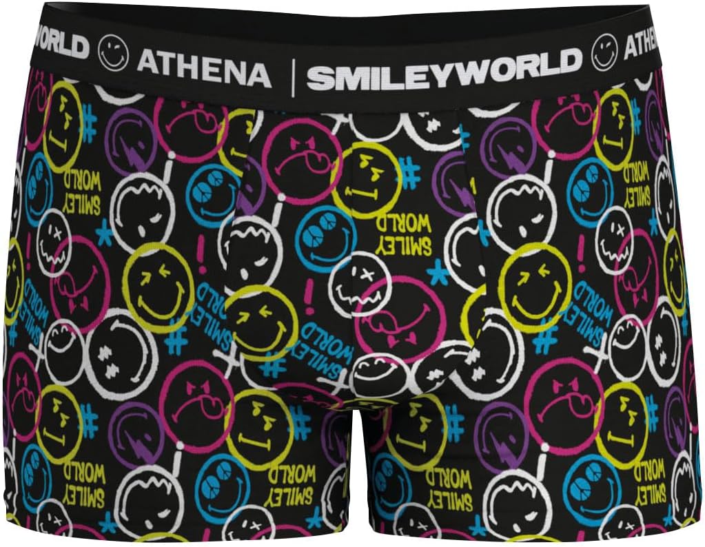 Detalle 2 de SmileyWorld® Athena – Boxer homme imprimé, confort stretch pour le quotidien