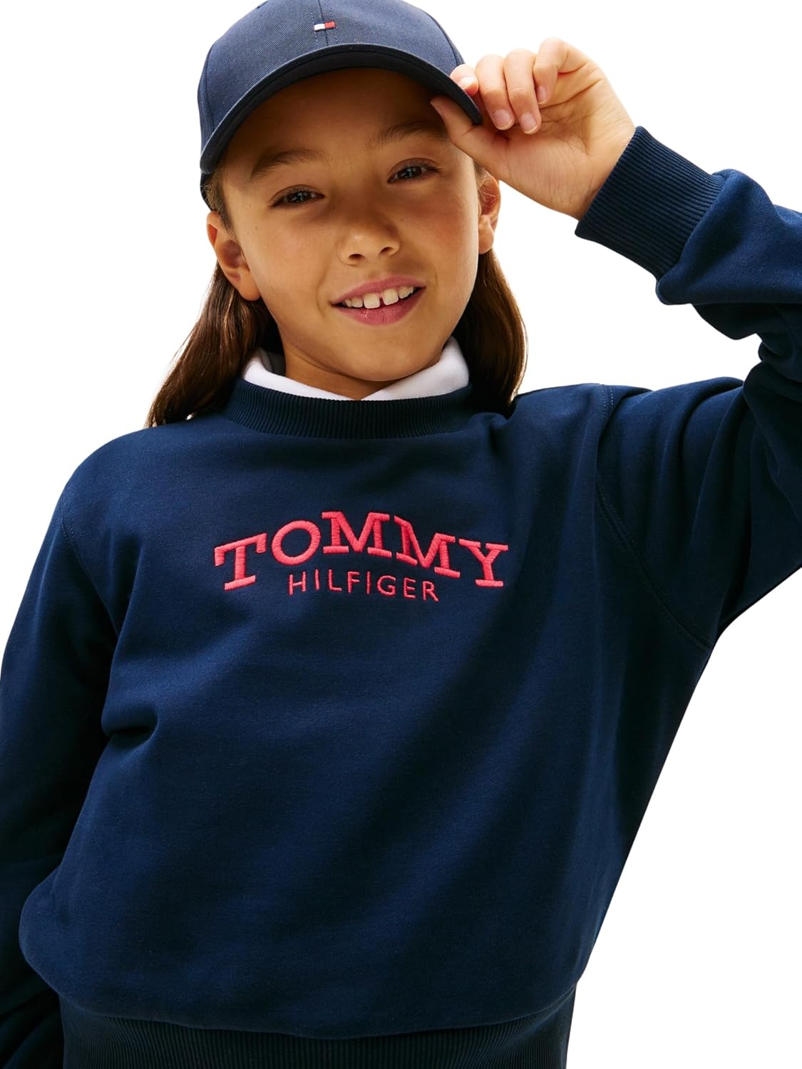 Detalle de Tommy Hilfiger High Rib Hem Crew Neck KG0KG08989 felpa pullover bambine e ragazze