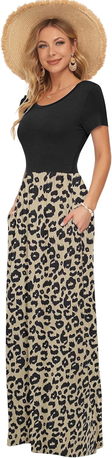 Thumbnail 3 de AUSELILY Damen Kurzarm Maxikleid mit Taschen – sommerlich, lässig & bequem
