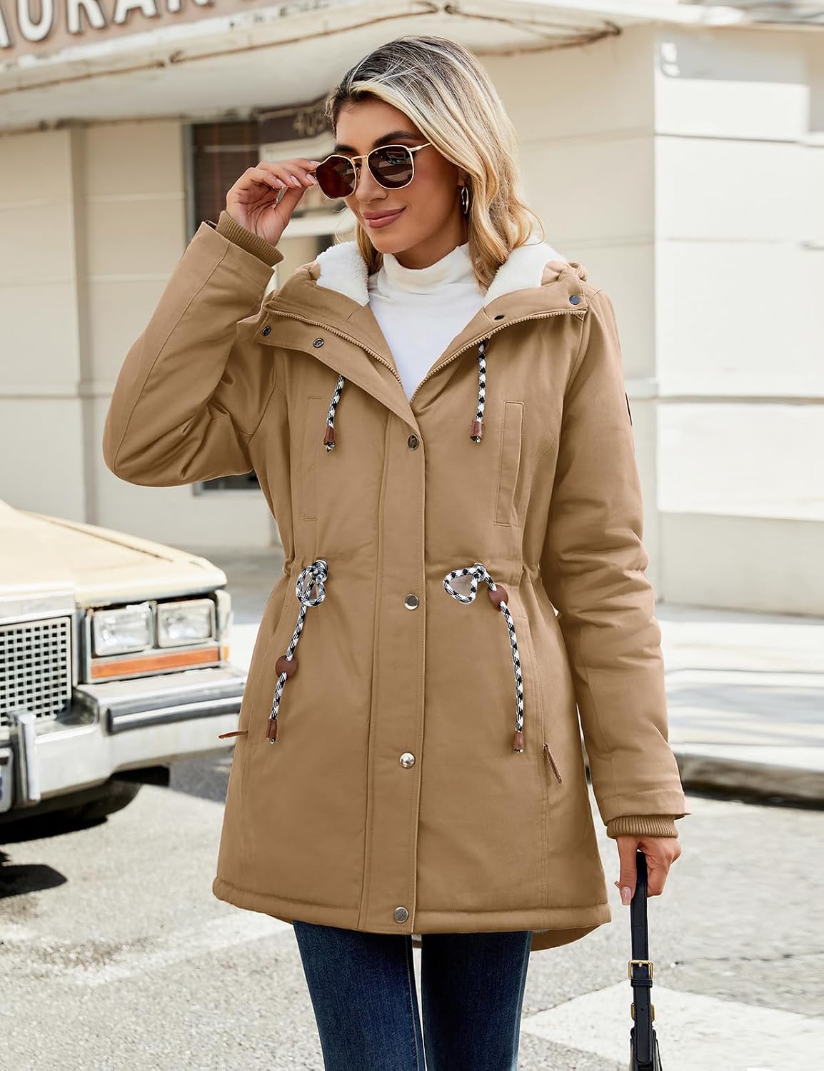 Thumbnail 1 de Xnova Women's Winter Fleece-Lined Cotton Parka Jacket with Hood and Drawstring