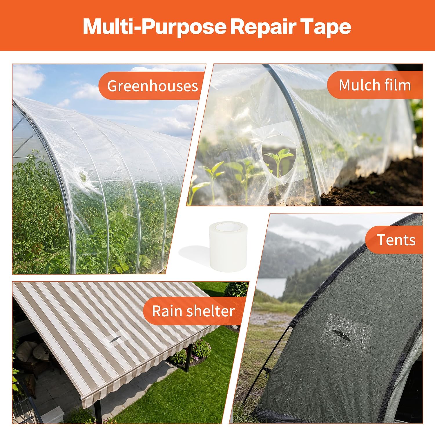 Detalle de Dstorelhp DS-DPJD515 Greenhouse Repair Tape, 5.5 mil, Clear, 4.72 in x 66 ft