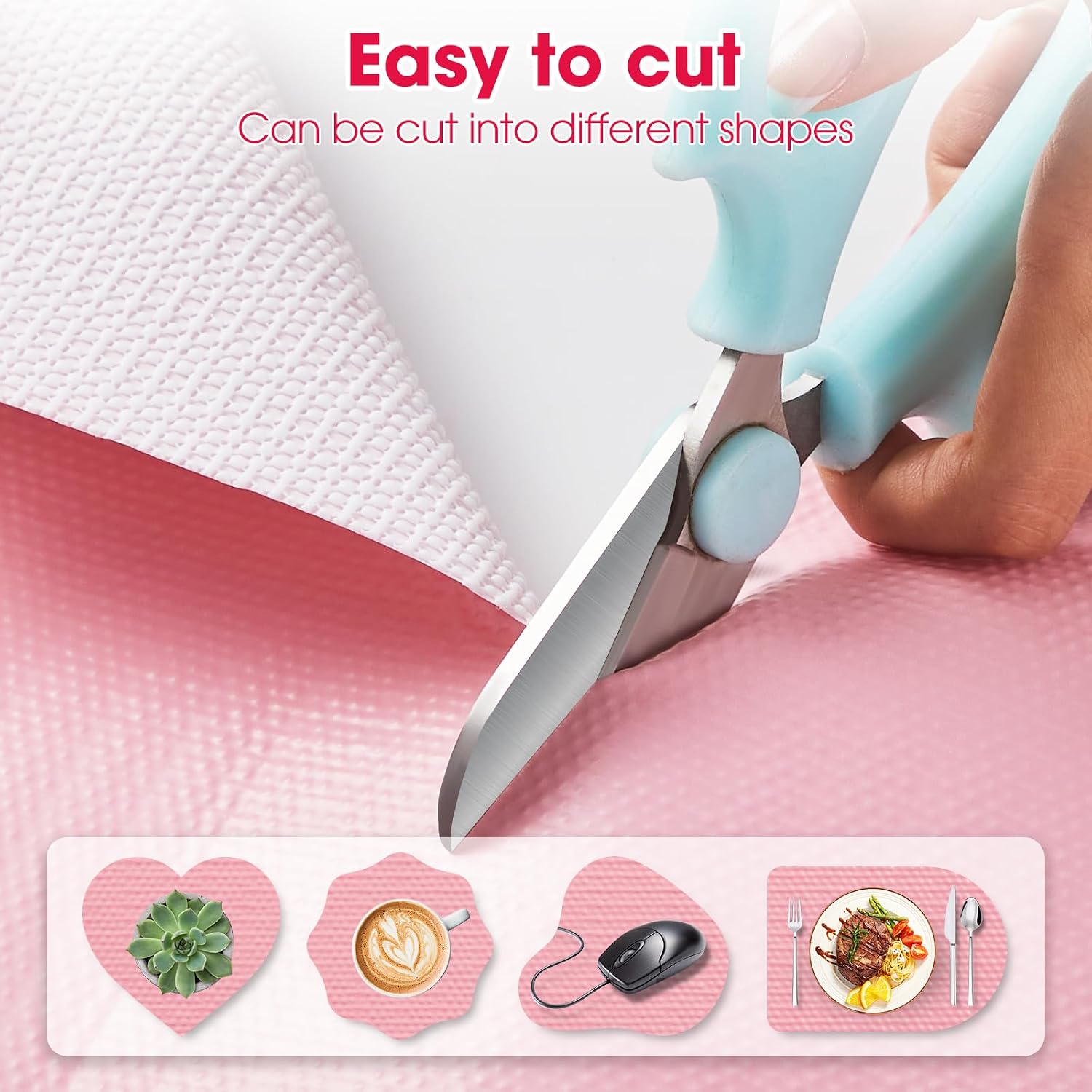 Thumbnail 3 de ALIUNI Pink PVC Drawer and Shelf Liner, Non-Adhesive, Waterproof, 12 in x 10 ft