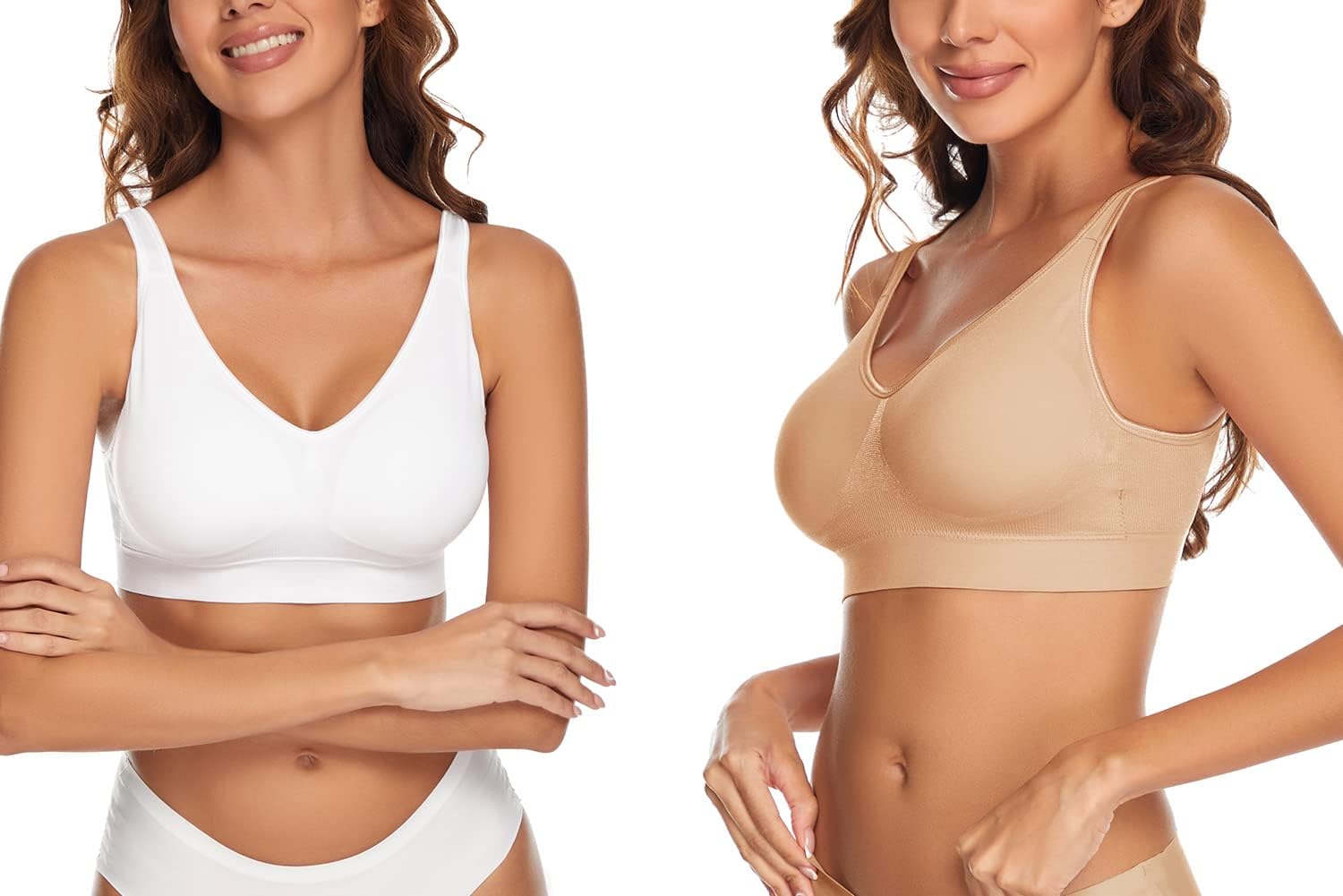 Detalle de Amazingjoys non-wired seamless bras for women with removable pads (3-pack)