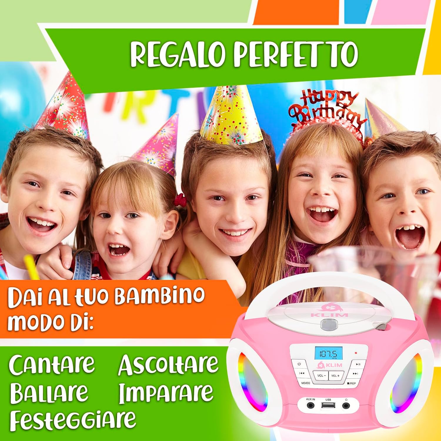 Thumbnail 5 de KLIM Candy Kids lettore CD portatile rosa