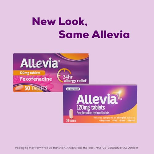 Detalle de Allevia Hayfever Allergy Tablets 120mg Fexofenadine – 30 tablets, 24‑hour relief