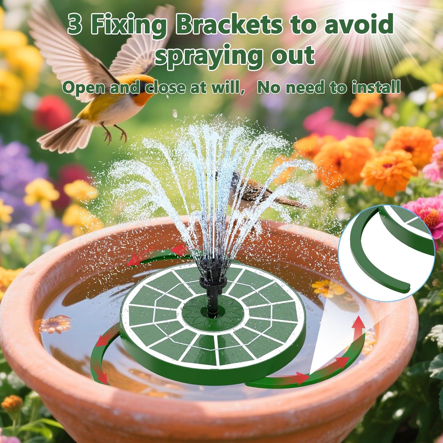 Thumbnail 2 de AISITIN Solarbrunnen für draußen – schwimmende 3,5W Solar-Pumpenfontäne mit Sprüheffekten für Garten, Teich & Vogelbad