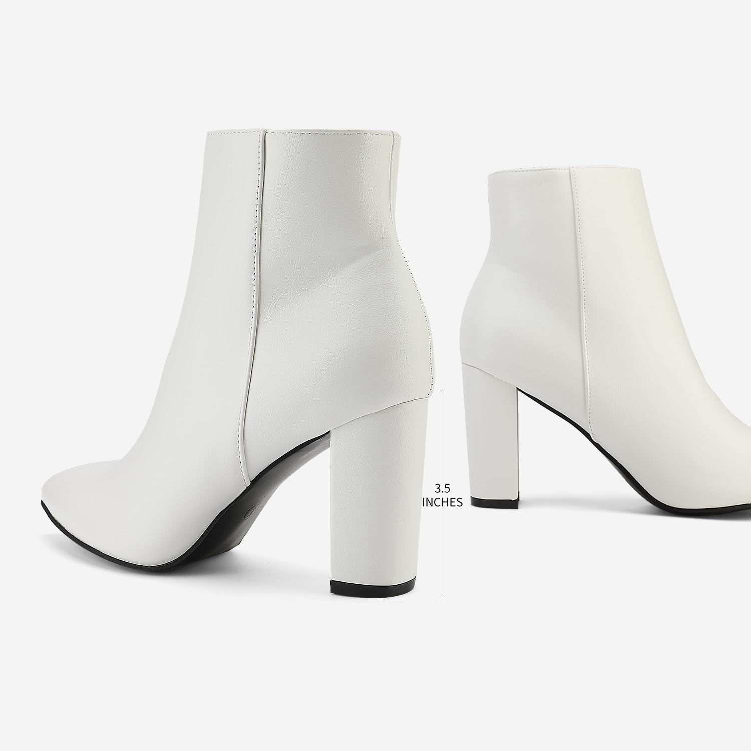 Detalle 2 de DREAM PAIRS Sianna Chunky High Heel Ankle Booties with Faux-Fur Lining