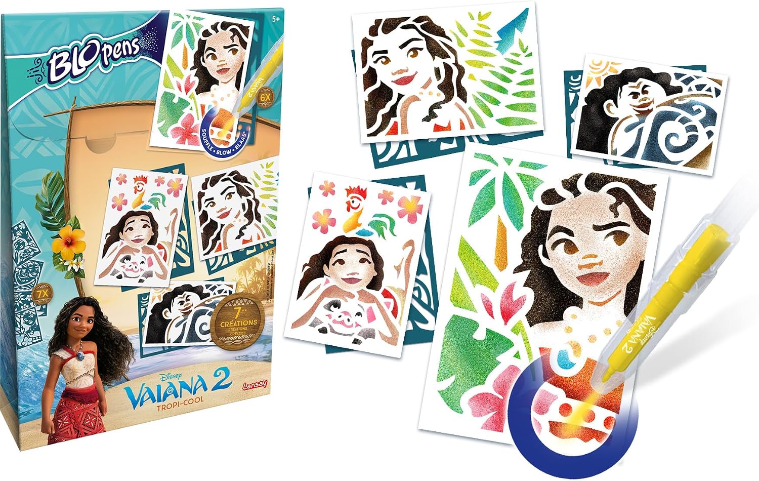 Detalle de Lansay BLOPENS DISNEY PRINCESSES – Kit Dessins & Coloriages à Souffler pour enfants dès 5 ans