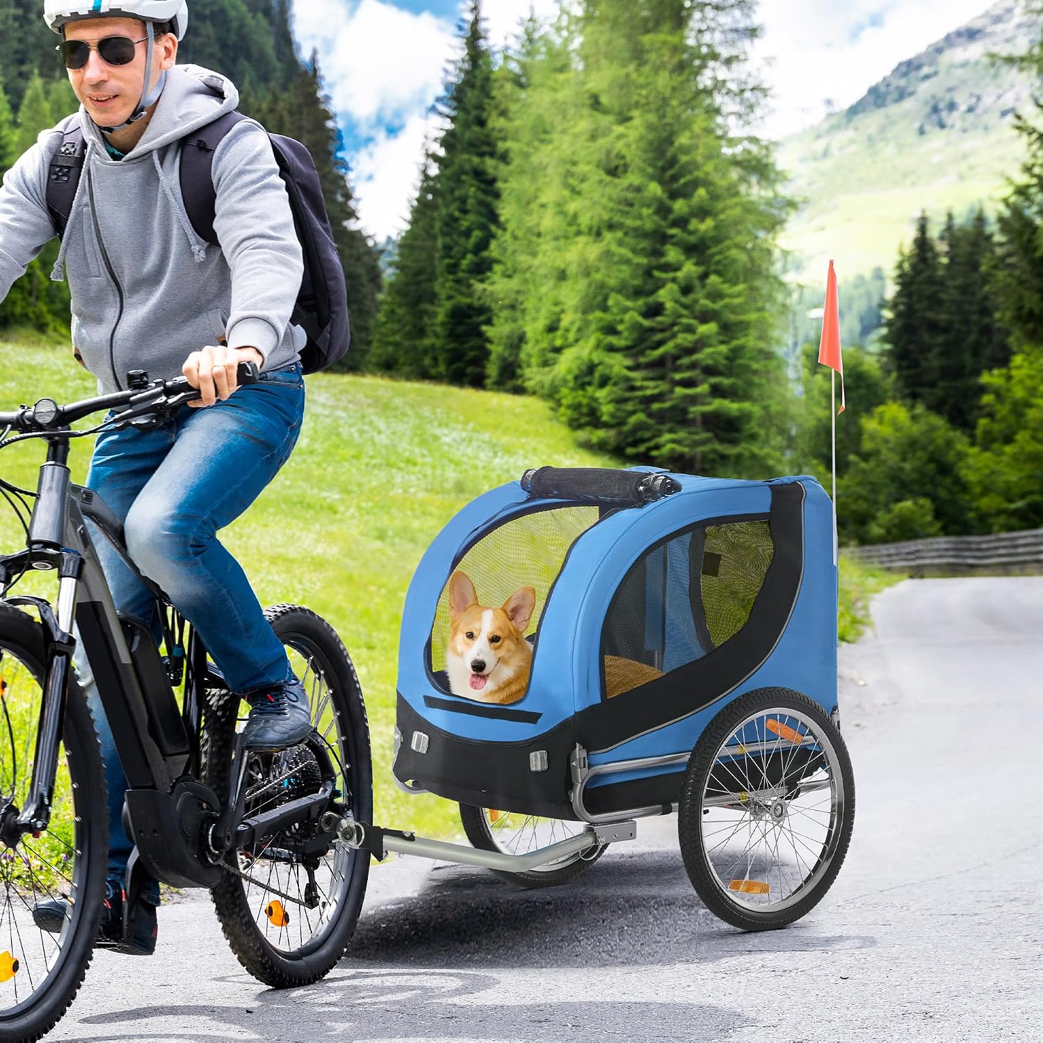 Detalle 2 de PawHut Remolque Bicicleta Perros 30 kg